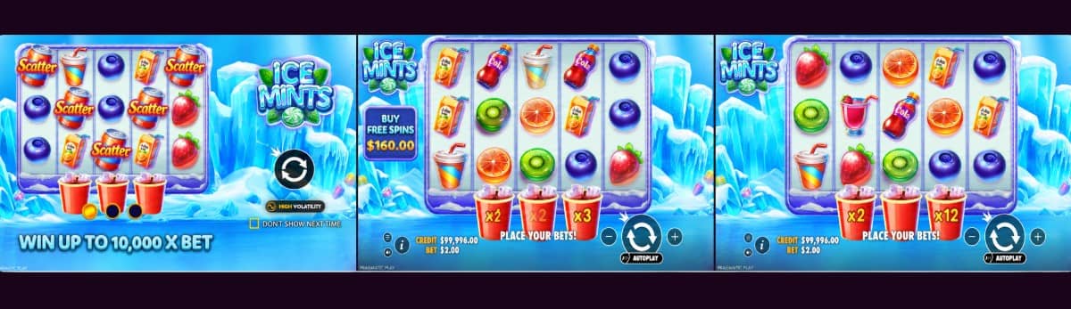 Ice Mints е слот от Pragmatic Play с 5 барабана, 20 линии, множители до 25x, 10–20 безплатни завъртания, печалба до 10 000x и безплатно демо.
