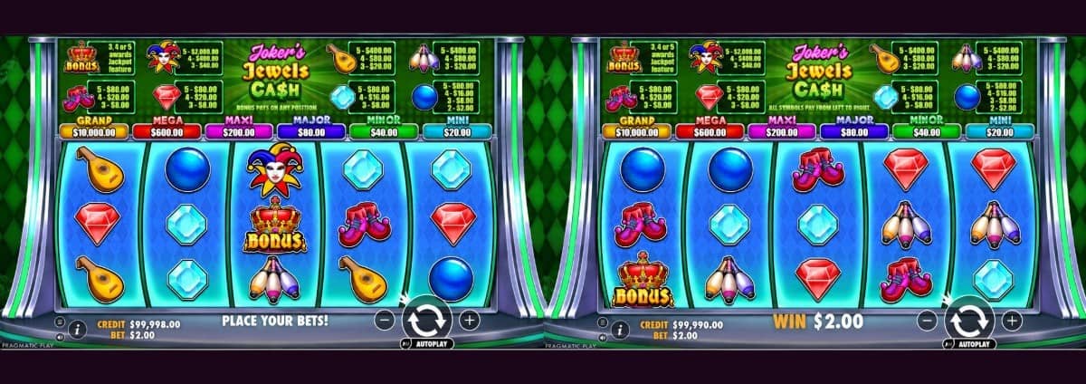Joker’s Jewels Cash е casino slot на Pragmatic Play с 5 линии, 6 jackpot награди до 5000x, бонус игра и безплатно демо