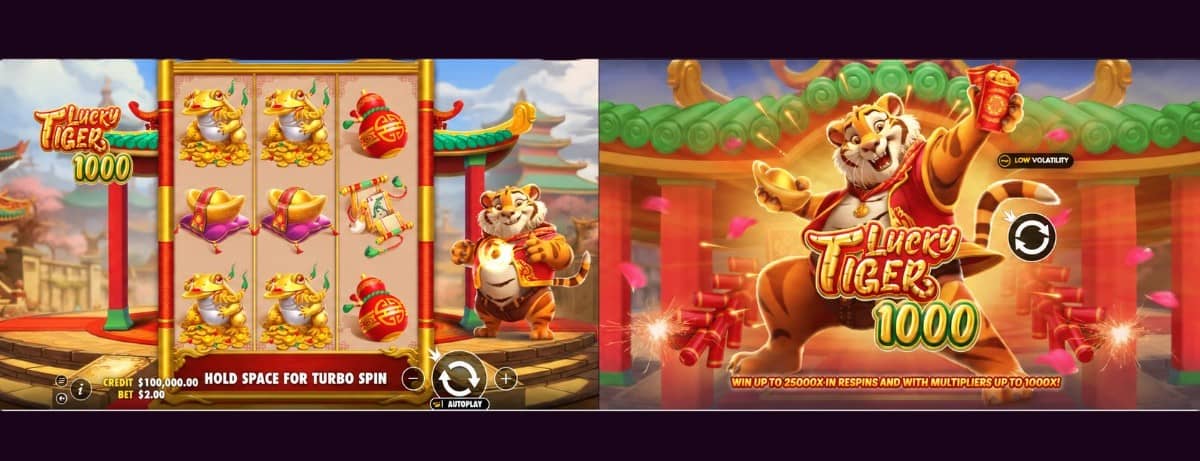 Lucky Tiger 1000 слот от Pragmatic Play с 5 линии, повторни завъртания, множители до 1000x, печалба до 25 000x и безплатна демо версия.