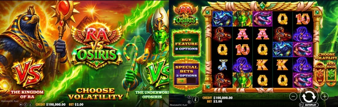 Ra vs Osiris е слот от Pragmatic Play с 5 барабана, 15 линии, два режима, множители до 1000 пъти, печалба до 25 000 пъти и безплатно демо.