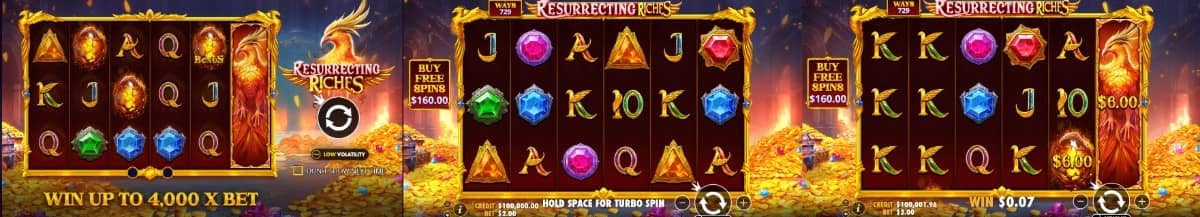 Resurrecting Riches е слот на Pragmatic Play с 729 начина за печалба, парични символи, феникс, безплатни завъртания и демо версия.