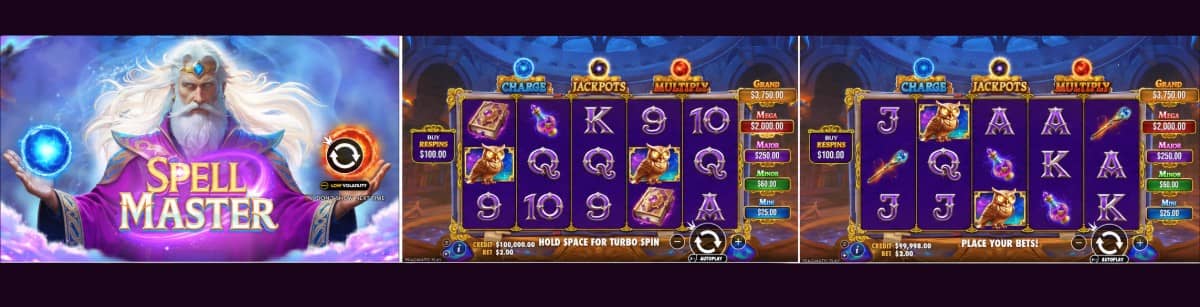 Spellmaster е слот от Pragmatic Play с 5 барабана, 50 линии, три бонус сфери, повторни завъртания, печалба до 40 000x и безплатно демо. Spellmaster е слот от Pragmatic Play с 5 барабана, 50 линии, три бонус сфери, повторни завъртания, печалба до 40 000x и безплатно демо.