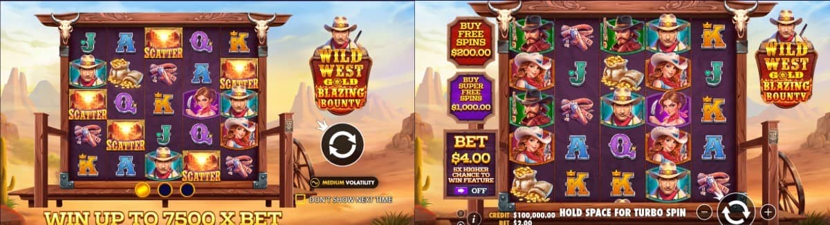 Wild West Gold Blazing Bounty слот от Pragmatic Play с 5×5 поле, множители до 25x, 10 безплатни завъртания и печалба до 7500x. Wild West Gold Blazing Bounty слот от Pragmatic Play с 5×5 поле, множители до 25x, 10 безплатни завъртания и печалба до 7500x.
