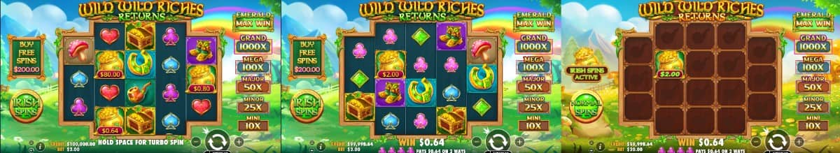 Wild Wild Riches Returns е слот от Pragmatic Play с 576 начина за печалба, ирландска тема, парични символи, безплатни завъртания и демо.