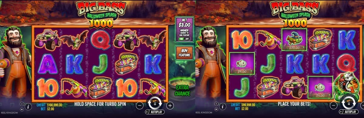 Big Bass Halloween Splash 1000 слот е нова игра на Pragmatic Play с RTP 96,50%, безплатни завъртания, парични риби до 1000x и безплатно демо.