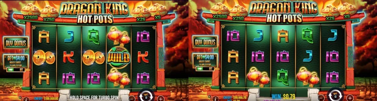  Dragon King Hot Pots slot от Pragmatic Play е casino слот с RTP 96,54%, Dragon Mini Slots, Hot Pots награди до 2500x и безплатно демо.