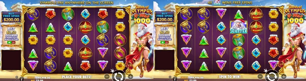  Gates of Olympus Xmas 1000 slot от Pragmatic Play е casino слот с RTP 96,50%, множители до 1000x, Free Spins и безплатно демо.