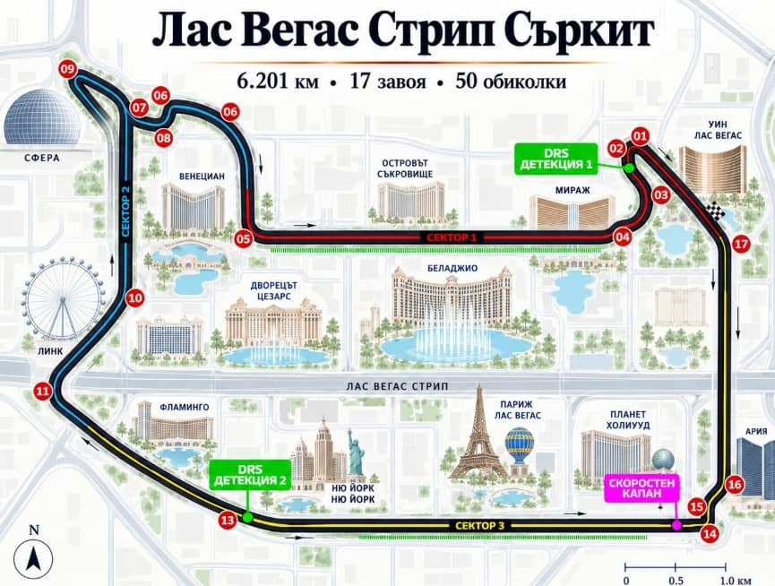 Гран При на Лас Вегас Формула 1 2026 ще се проведе от 20 до 22 ноември по българско време. Виж програмата, пистата, участниците и фаворитите за победата Гран При на Лас Вегас Формула 1 2026 ще се проведе от 20 до 22 ноември по българско време. Виж програмата, пистата, участниците и фаворитите за победата