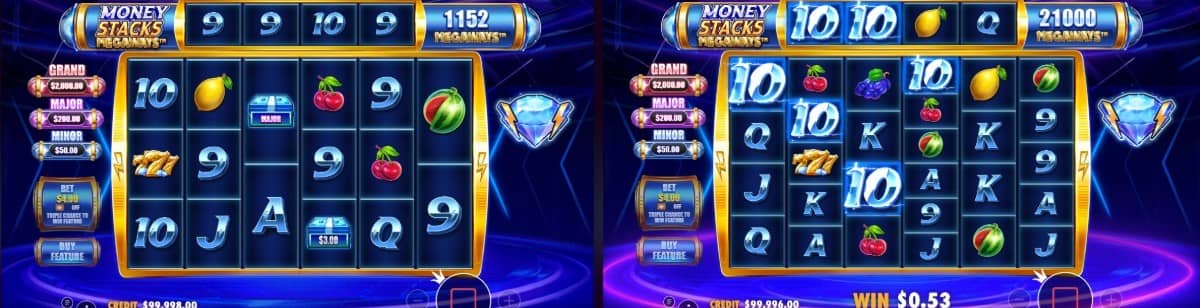 Money Stacks Megaways™ slot от Pragmatic Play е casino слот с RTP 96,52%, 117 649 начина, Tumble, Collect, Money Spins и безплатно демо.