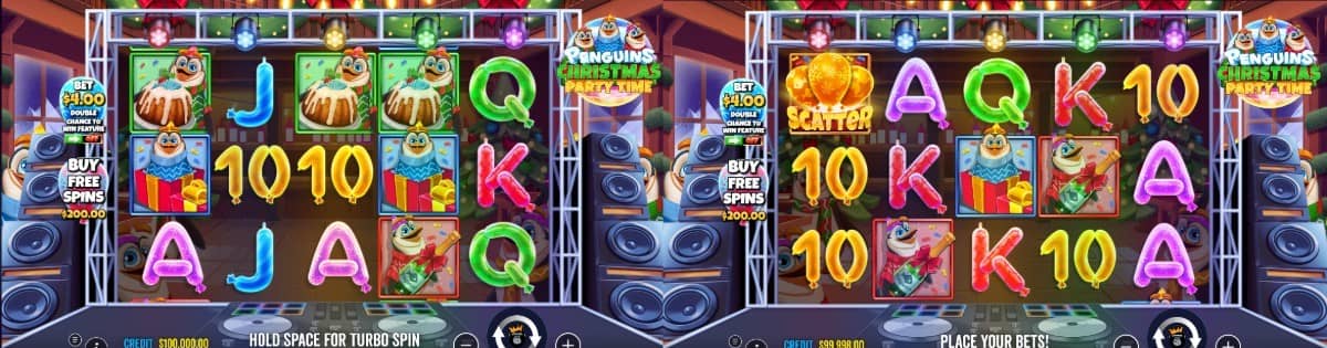  Penguins Christmas Party Time slot от Pragmatic Play е casino слот с RTP 96,54%, три Free Spins режима, Wild Party и безплатно демо.