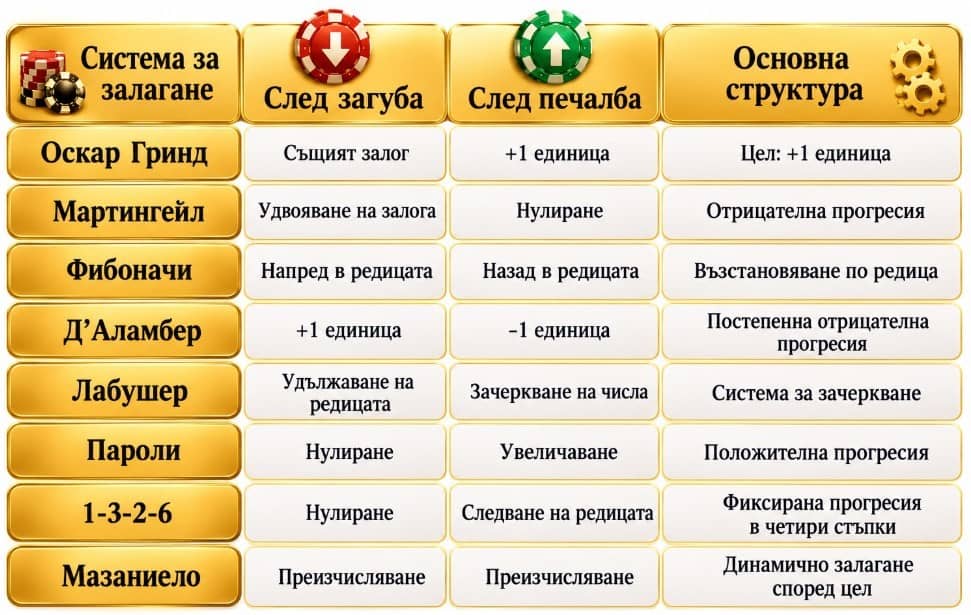 Система Оскар Гринд – научете как работи тази положителна прогресия, какви са правилата и как се прилага стратегията за рулетка, бакара и блекджек.