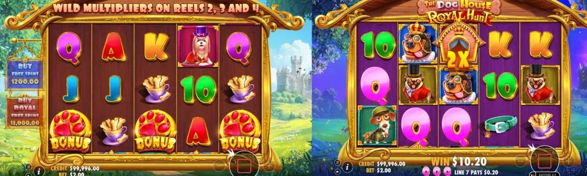 The Dog House – Royal Hunt е casino slot на Pragmatic Play с 20 линии, Sticky Wild множители, до 27 Free Spins и безплатна демо версия. The Dog House – Royal Hunt е casino slot на Pragmatic Play с 20 линии, Sticky Wild множители, до 27 Free Spins и безплатна демо версия.